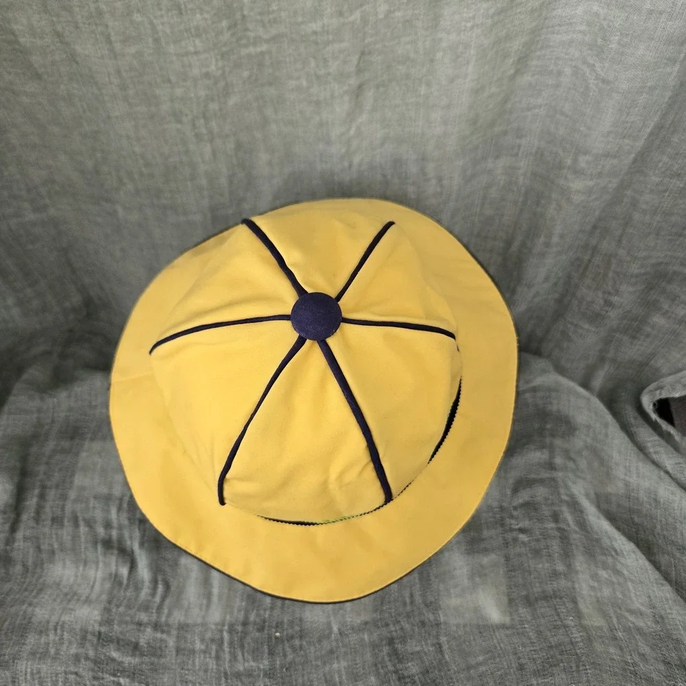 Vintage Child's Rain Sun Bucket Hat Sloping Brim w/ Striped Hatband Foldable OS